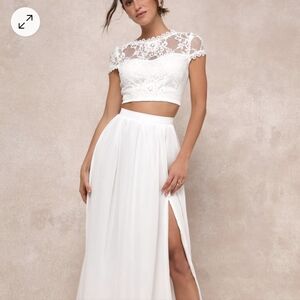 NWT Lulu's Sweet Stunner 2-piece white with lace maxi dress